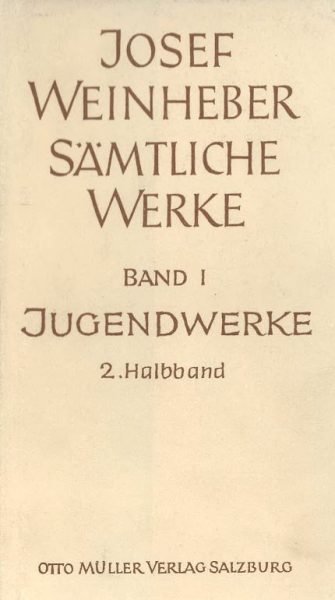 Cover Sämtliche Werke (Band I, Jugendwerke, 2. HB)