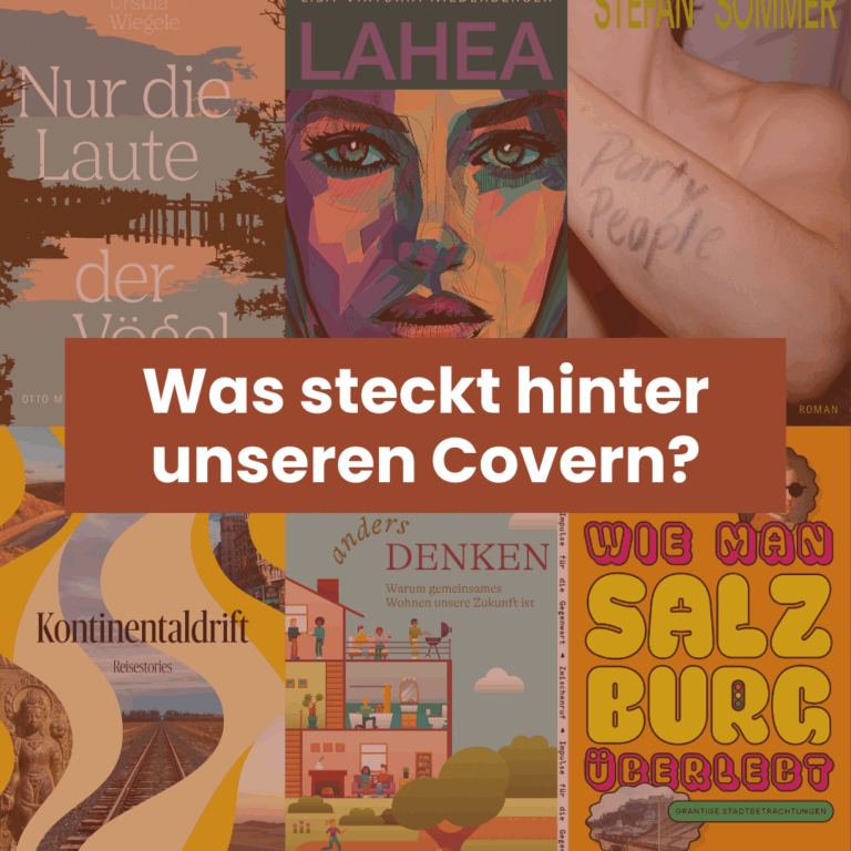 alle Buchcover des Frühjahrsprogramm 2026, davor der Text "Was steckt hinter unseren Covern?"